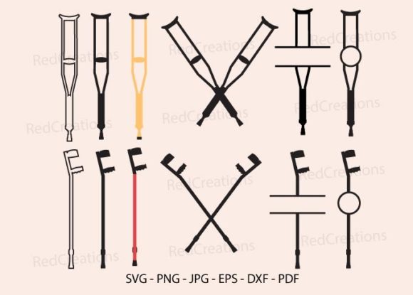 Crutches Svg Bundle, Wooden Crutch Graphics