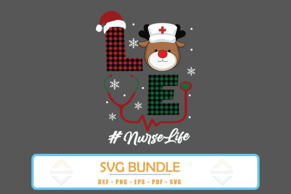 Love Nurse Life Christmas Svg File: Graphics & Crafts for Branding