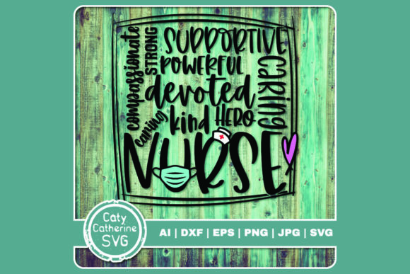 Nurse Typography Word Art Graphics & Crafts